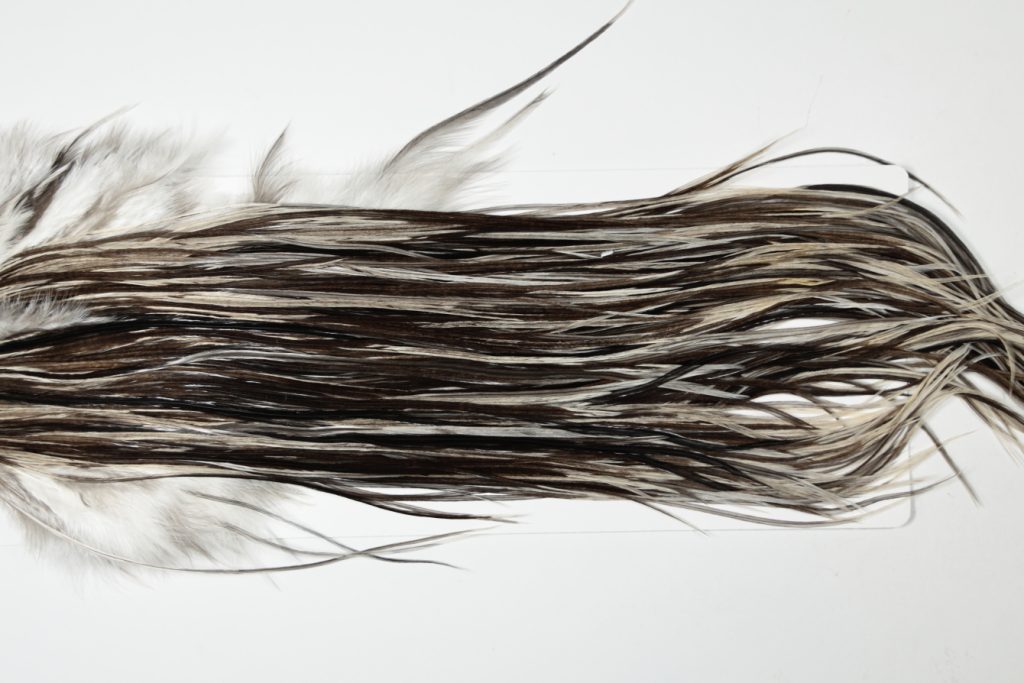 HSGS-6336 Hebert Dry Fly Hackle, Silver Grade Saddle Variant Ties Sizes 12-14