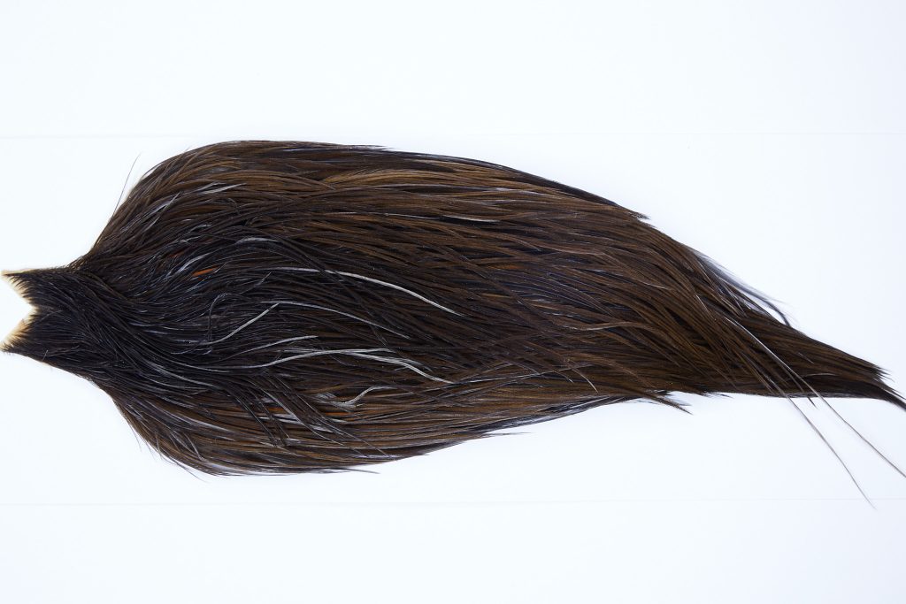 9873 - JimsFlyCo Dry Fly Hackle, Brown Dun #1 Grade Rooster Cape, Ties Sizes 10-20