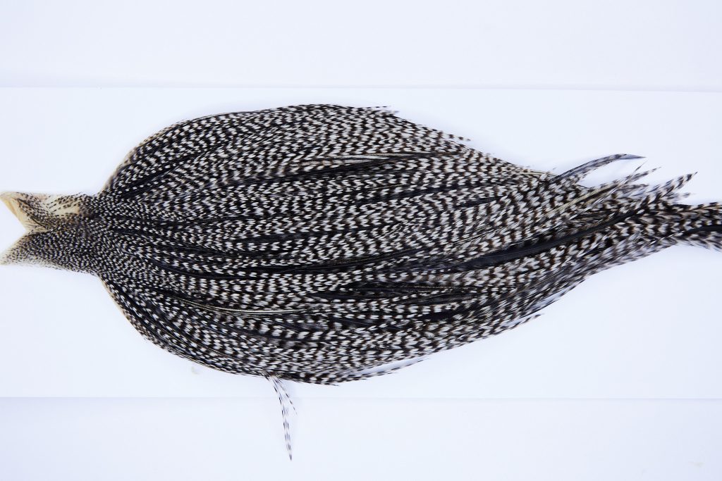 9908 - JimsFlyCo Dry Fly Hackle, Grizzly Variant #2 Grade Rooster Cape, Ties Sizes 10-20
