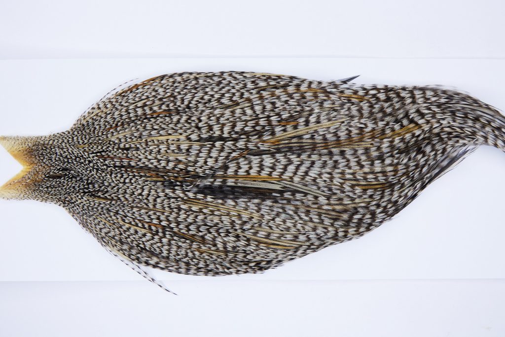 9933 - JimsFlyCo Dry Fly Hackle, Grizzly Variant #2 Grade Rooster Cape, Ties Sizes 10-18