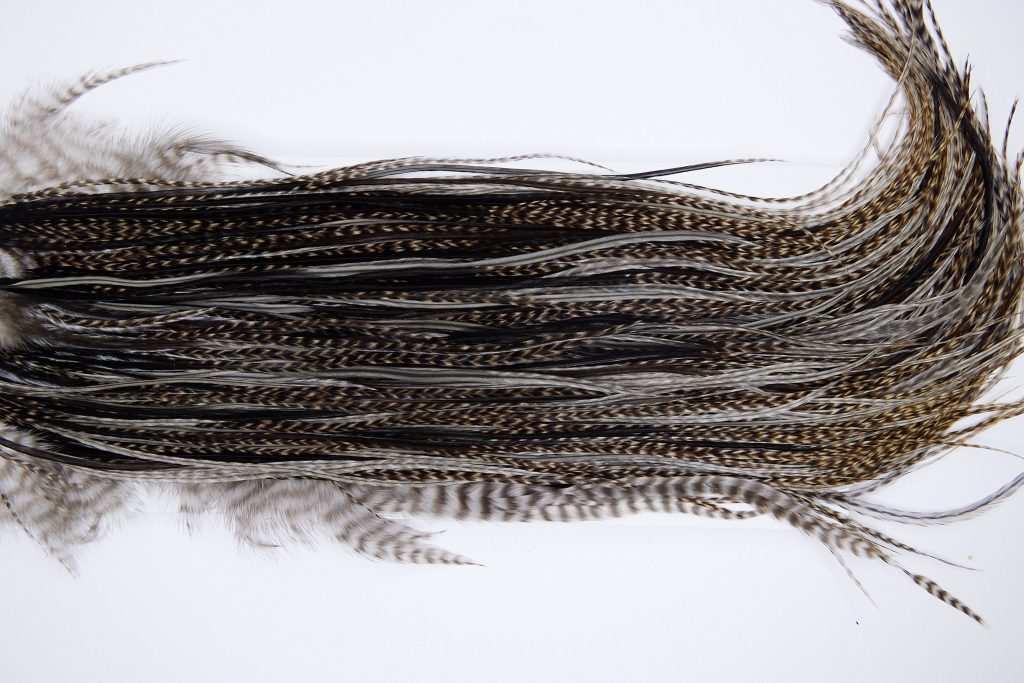 1305 Hebert Dry Fly Hackle, Gold Grade 14-16 Grizzly Variant Ties Sizes 14-16