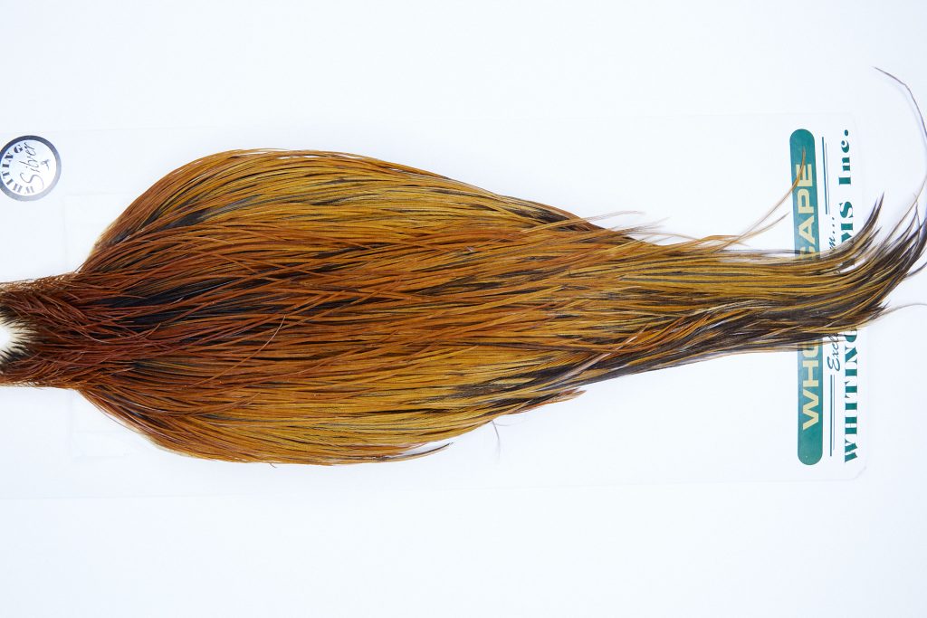 1027 Hebert Dry Fly Hackle, Silver Grade Rooster Cape Light Brown Ties Size 10-22