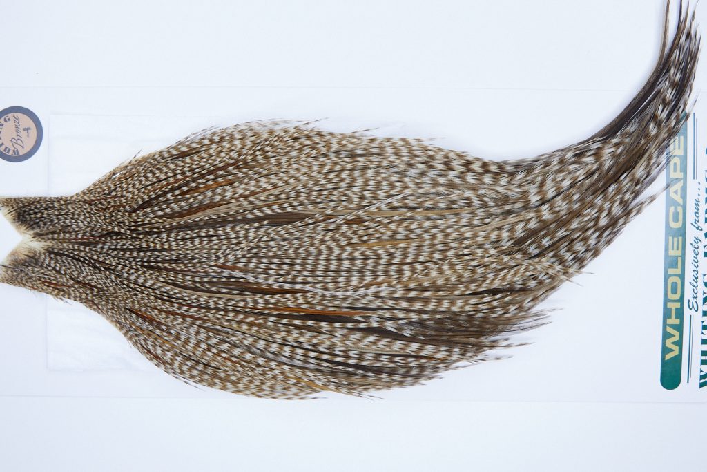 3659 Hebert Dry Fly Hackle, Bronze Grade Rooster Cape Dun Grizzly Ties Size 10-24