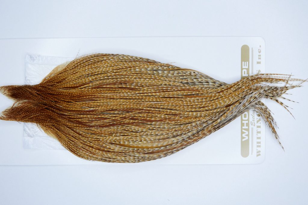 3857 Heritage Dry Fly Hackle, 1 Grade Rooster Cape Barred Ginger Ties Size 10-26