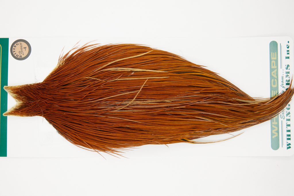 10948 Hebert Dry Fly Hackle Bronze Grade Rooster Cape Light Brown Ties Size 8-22