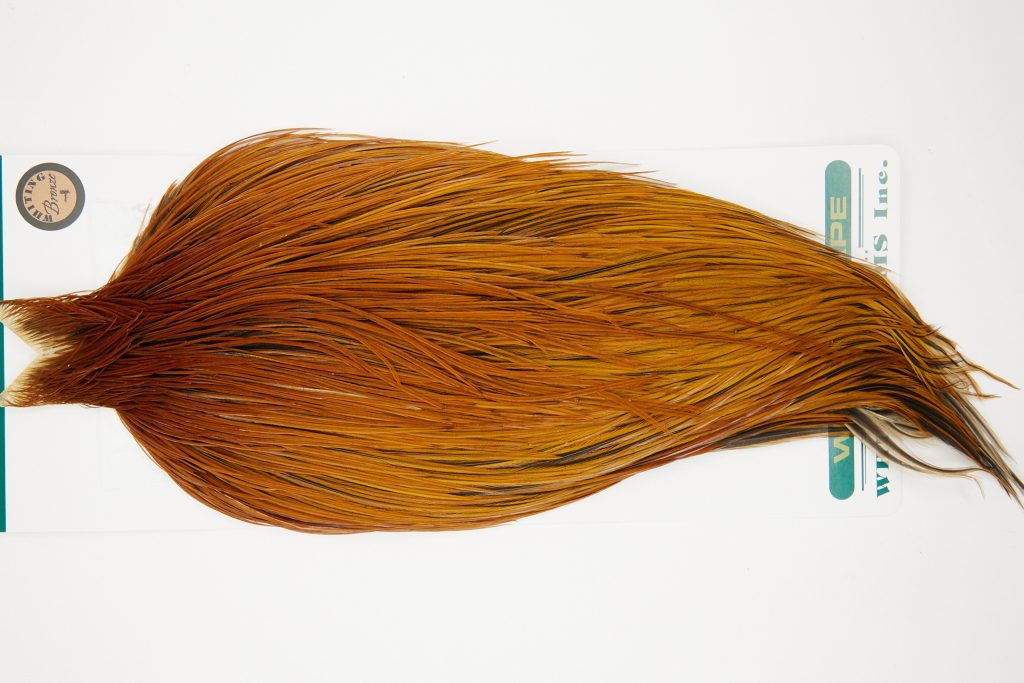 10949 Hebert Dry Fly Hackle Bronze Grade Rooster Cape Light Brown Ties Size 10-22