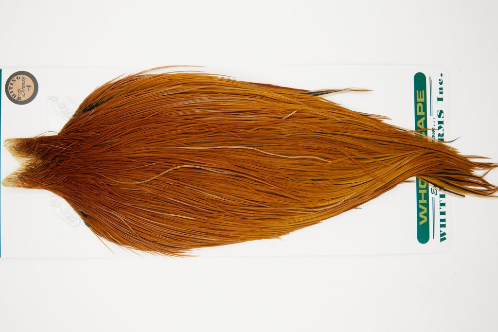 10951 Hebert Dry Fly Hackle Bronze Grade Rooster Cape Light Brown Ties Size 10-24