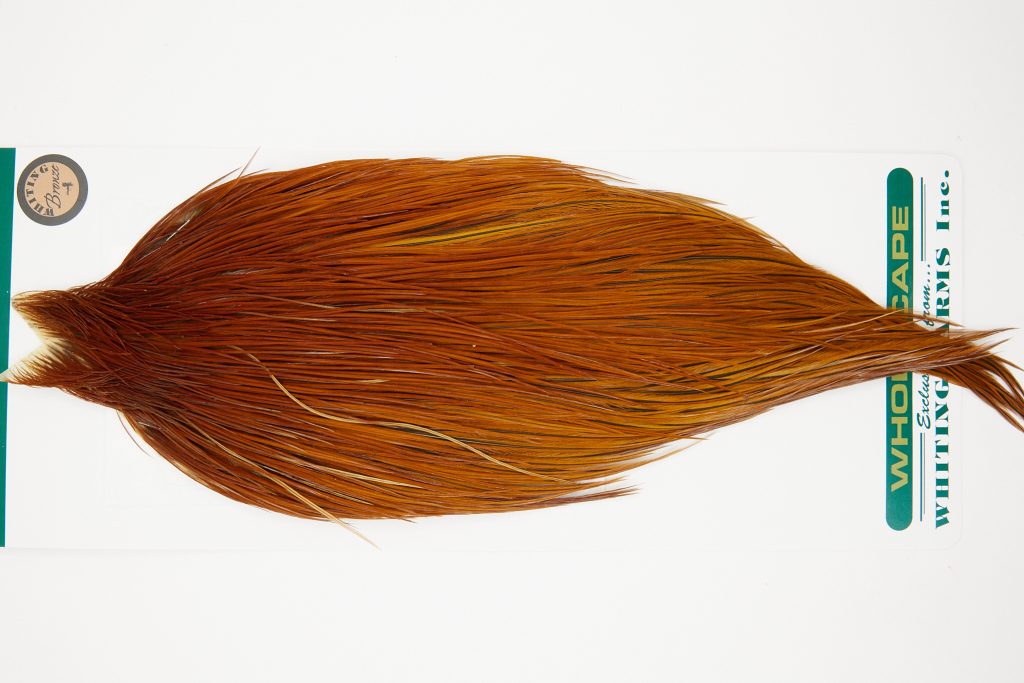 10953 Hebert Dry Fly Hackle Bronze Grade Rooster Cape Light Brown Ties Size 10-24