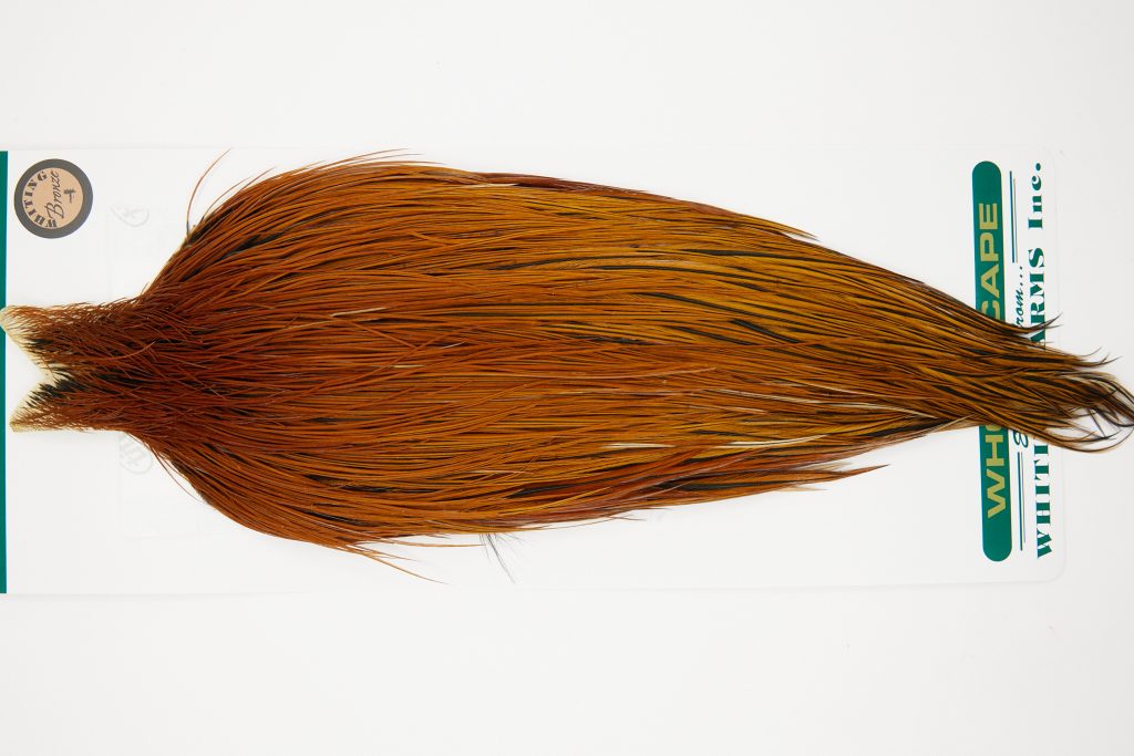 10954 Hebert Dry Fly Hackle Bronze Grade Rooster Cape Light Brown Ties Size 8-24