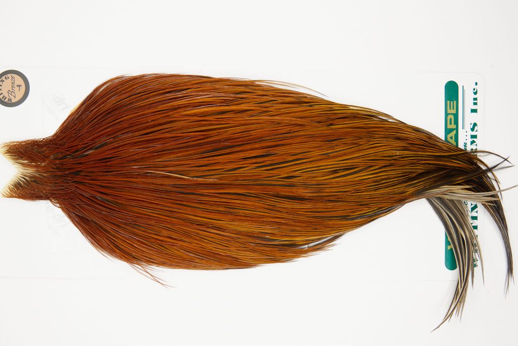 10957 Hebert Dry Fly Hackle Bronze Grade Rooster Cape Light Brown Ties Size 10-24