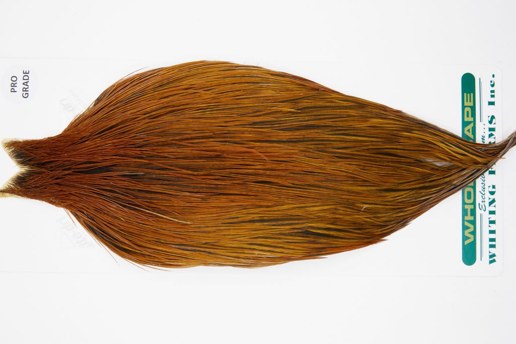 11018 Hebert Dry Fly Hackle Pro Grade Rooster Saddle Medium Brown Ties Size 10-22