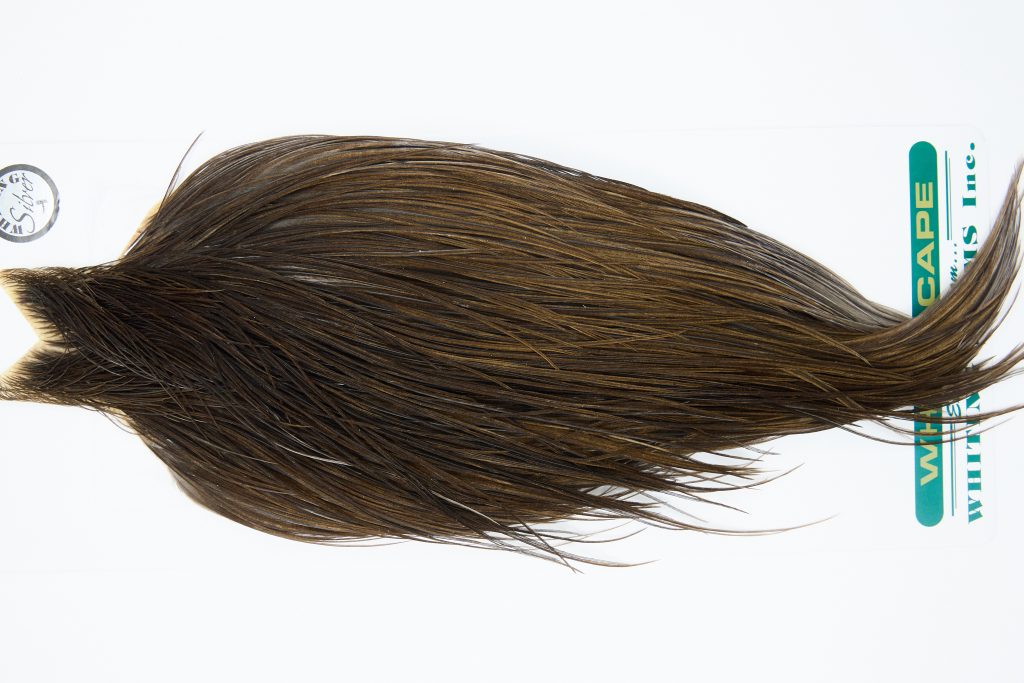 11930 Hebert Dry Fly Hackle Silver Grade Rooster Cape Dark Brown Dun Ties Size 10-24