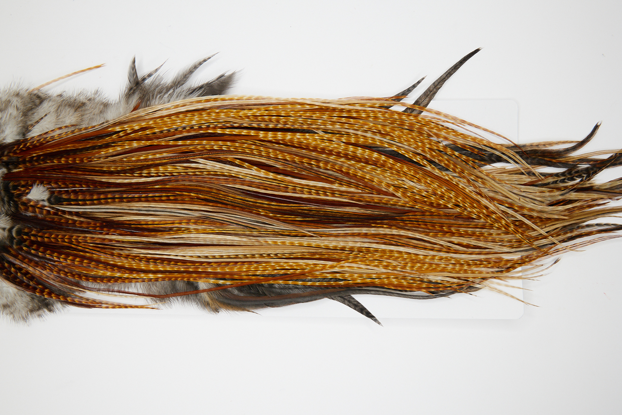 12316 Hebert Dry Fly Hackle Bronze Grade Rooster Saddle Barred Dark Ginger Ties Size 12-16