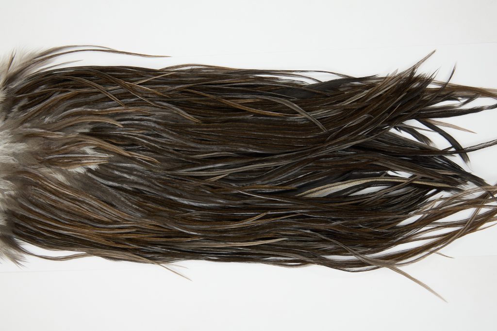 12357 Beaverkill Dry Fly Hackle Rooster Saddle Dark Grey Dun Ties Size 10-12