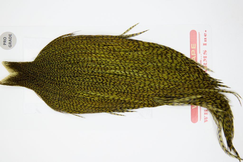 12404 Whiting Dry Fly Hackle Pro Grade Rooster Cape Grizzly Dark Olive Ties Size 10-22