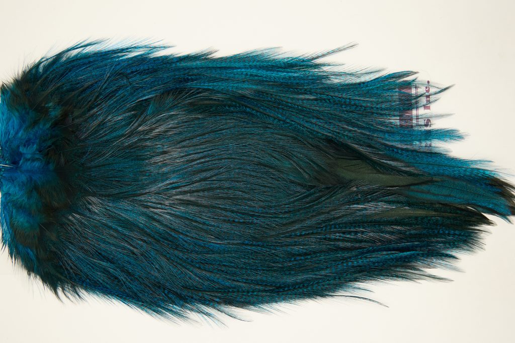 12423 Coq De Leon Dry Fly Hackle Bronze Grade Rooster Saddle Kingfisher Blue Ties Size NA