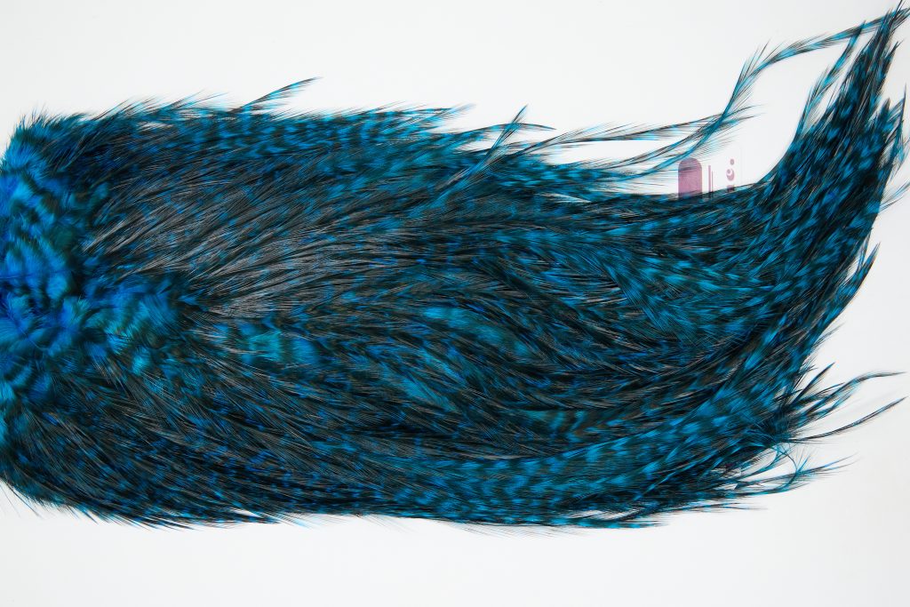 12429 Coq De Leon Dry Fly Hackle Bronze Grade Rooster Saddle Kingfisher Blue Ties Size NA