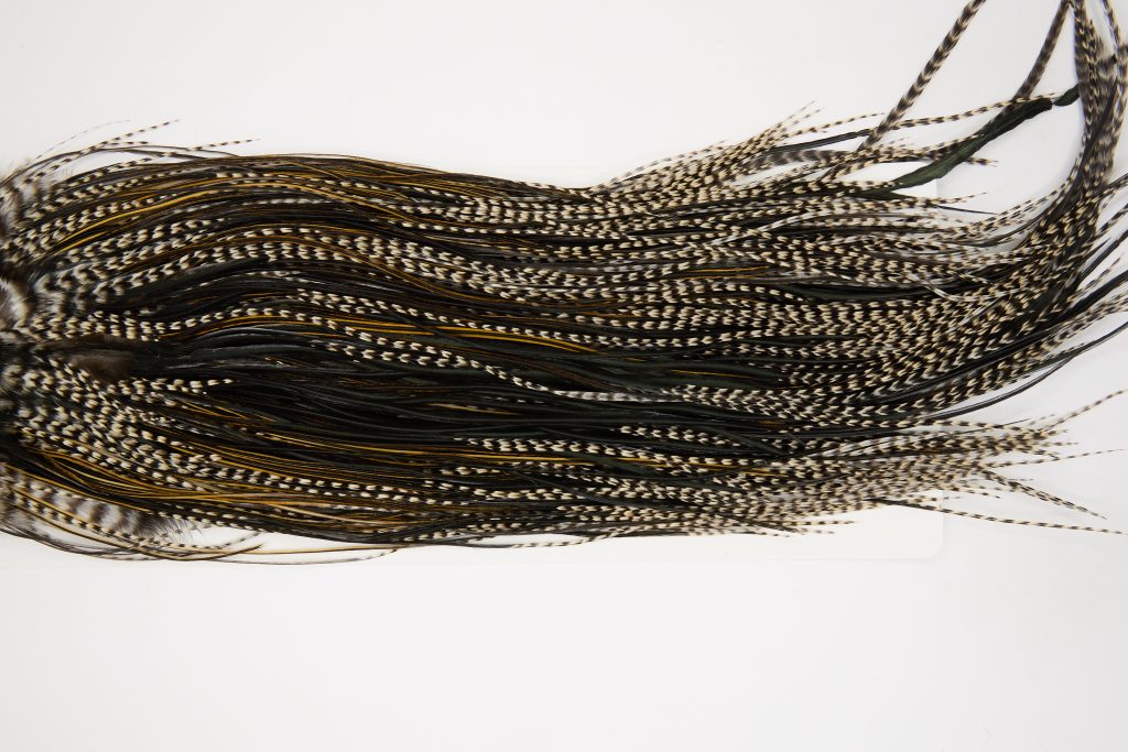 12455 Heritage Dry Fly Hackle Grade 2 Rooster Saddle Grizzly Variant Ties Size 16-18