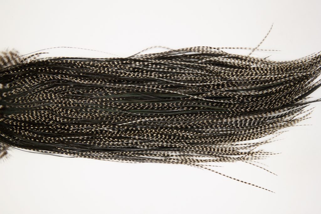 12460 Heritage Dry Fly Hackle Grade 2 Rooster Saddle Grizzly Variant Ties Size 16-18