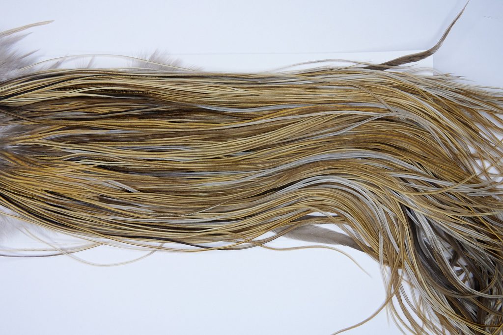 1807 Heritage Dry Fly Hackle, 1 Grade Rooster Saddle Heritage Dry Fly Hackle, Vermiculated Badger Ties Size 14