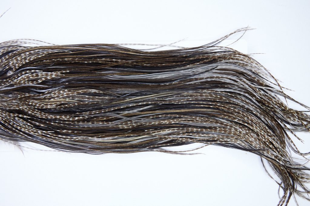 1845 Heritage Dry Fly Hackle, 1 Grade Rooster Saddle Variant Ties Size 12-14