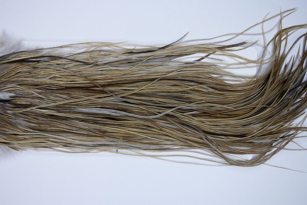 1857 Heritage Dry Fly Hackle, 2 Grade Rooster Saddle Heritage Dry Fly Hackle, Vermiculated Badger Ties Size 14-16