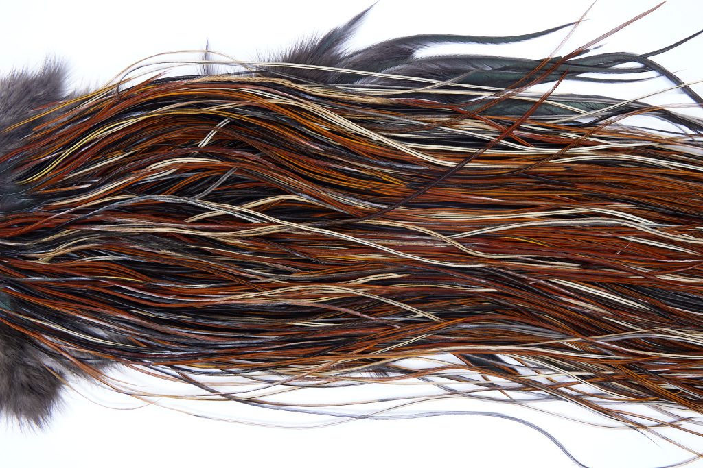 1916 Heritage Dry Fly Hackle, 2 Grade Rooster Saddle Furnace Ties Size 16-18