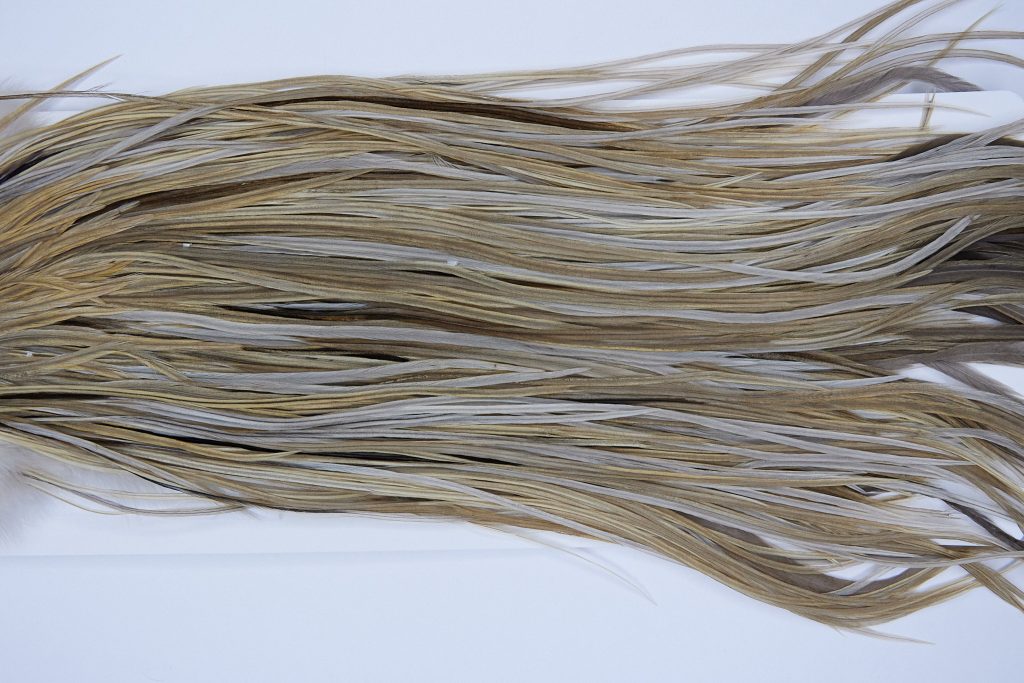 1938 Heritage Dry Fly Hackle, 2 Grade Rooster Saddle Heritage Dry Fly Hackle, With Vermiculation Ties Size 14-16