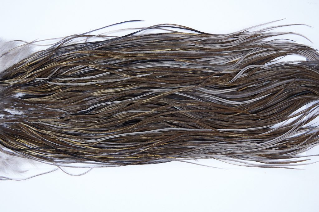 1941 Heritage Dry Fly Hackle, 2 Grade Rooster Saddle Heritage Dry Fly Hackle, With Vermiculation Ties Size 14-16