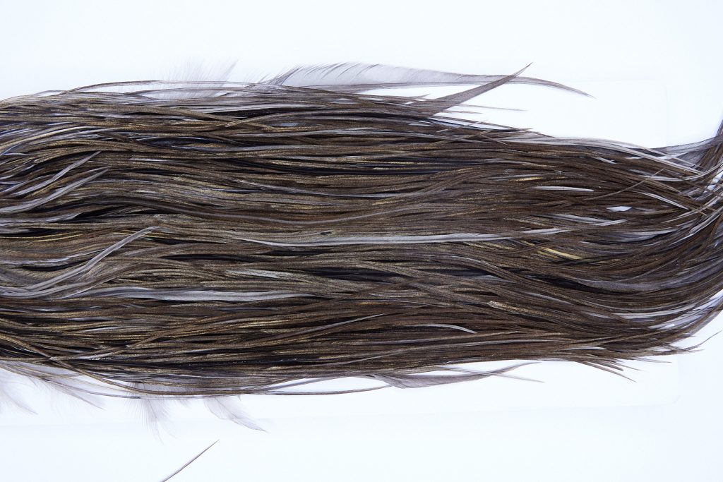 2071 Heritage Dry Fly Hackle, 3 Grade Rooster Saddle Heritage Dry Fly Hackle, Vermiculated Dun Ties Size 14