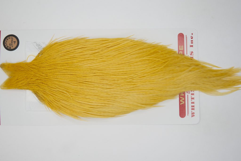 12377 Whiting Dry Fly Hackle Bronze Grade Rooster Cape Golden Straw Ties Size 8-22