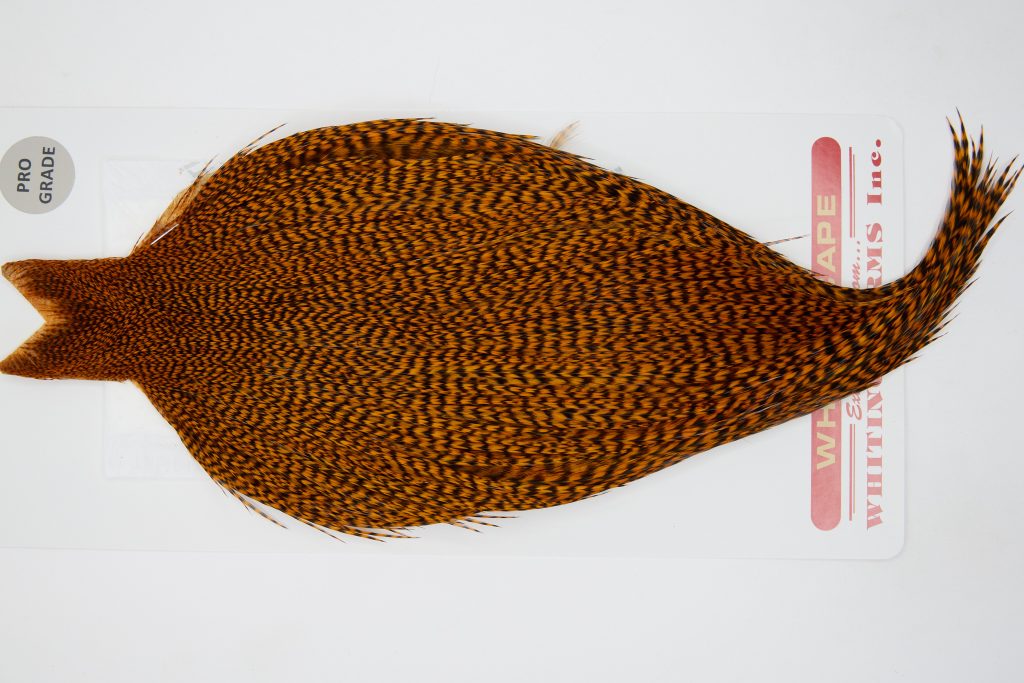 12394 Whiting Dry Fly Hackle Pro Grade Rooster Cape Grizzly Burnt Orange Ties Size 10-22