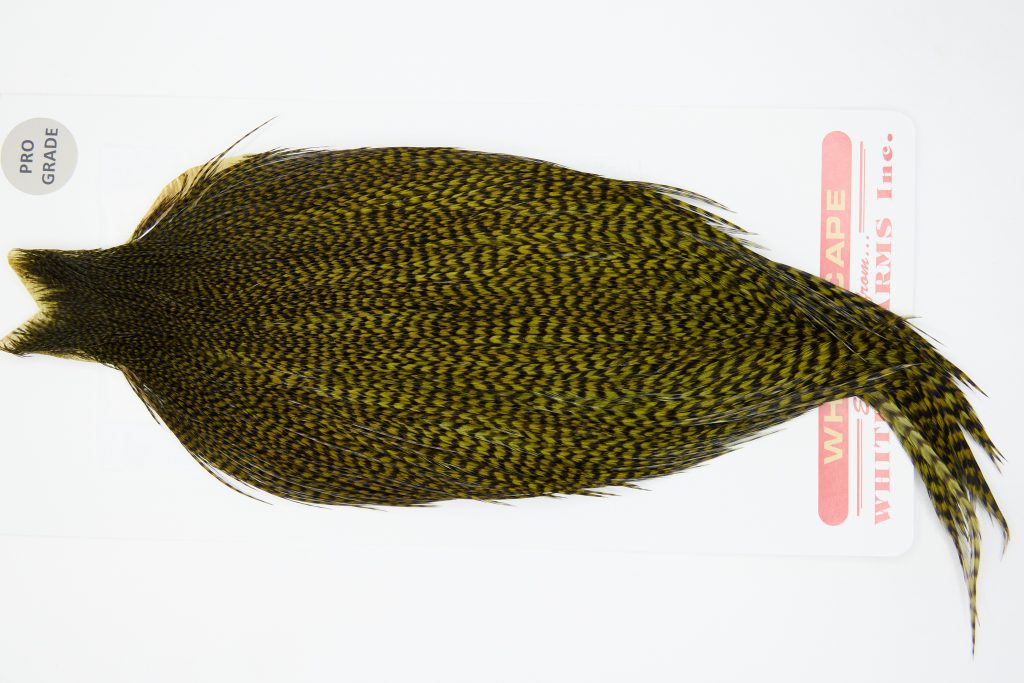 12403 Whiting Dry Fly Hackle Pro Grade Rooster Cape Grizzly Dark Olive Ties Size 8-20