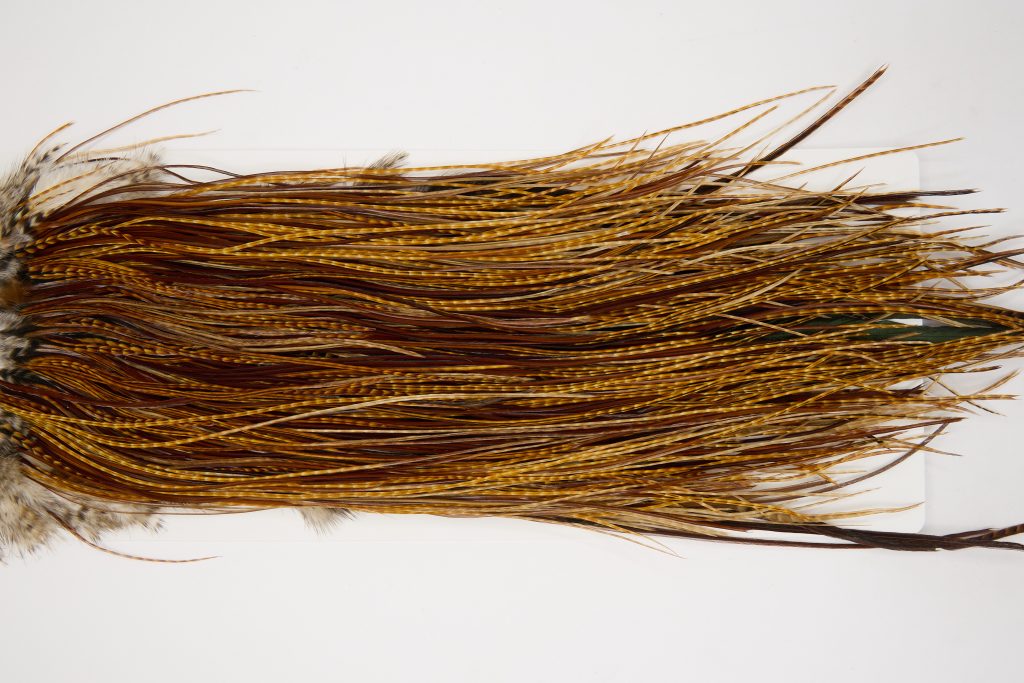 12473 Heritage Dry Fly Hackle Grade 2 Rooster Saddle Barred Ginger  Ties Size 18-22