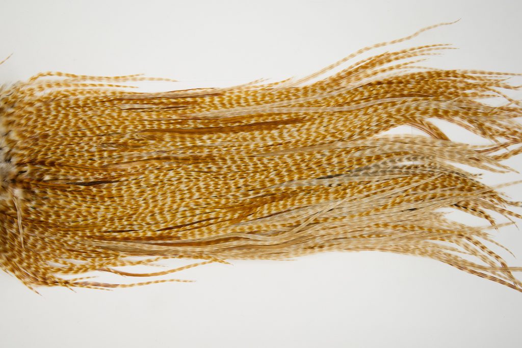 12538 JimsFlyCo Dry Fly Hackle Grade 1 Rooster Saddle Barred Ginger Ties Size 10-12