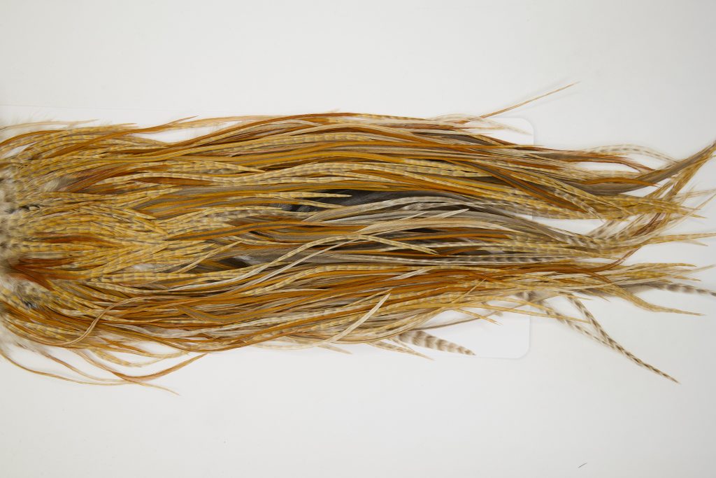 12554 JimsFlyCo Dry Fly Hackle Grade 2 Rooster Saddle Barred Ginger Ties Size 12-14
