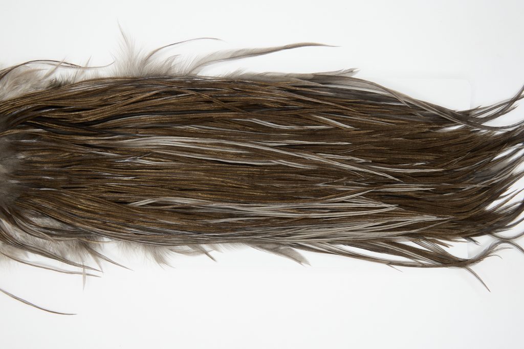 7072 Hebert Dry Fly Hackle Bronze Grade Rooster Saddle Dark Grey Dun Ties Size 12-16