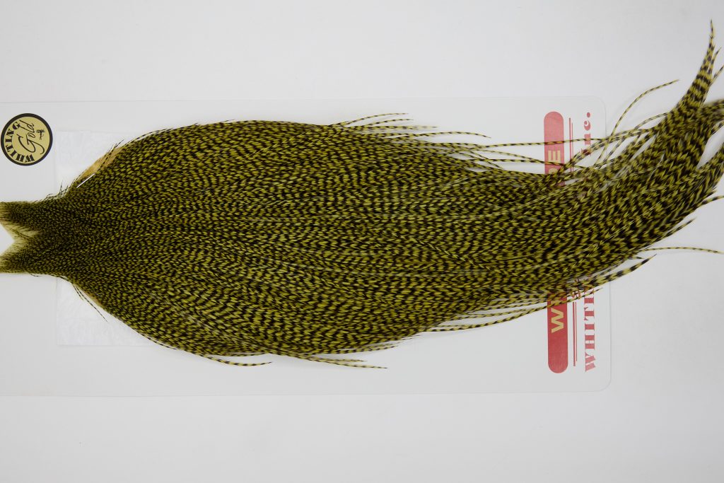 12617 Whiting Dry Fly Hackle Gold Grade Rooster Cape Grizzly Olive Ties Size 10-24