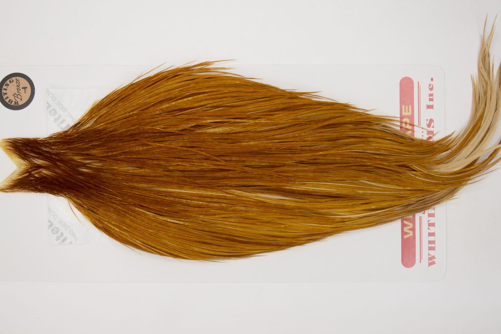 12629 Whiting Dry Fly Hackle Bronze Grade Rooster Cape Medium Ginger Ties Size 10-22