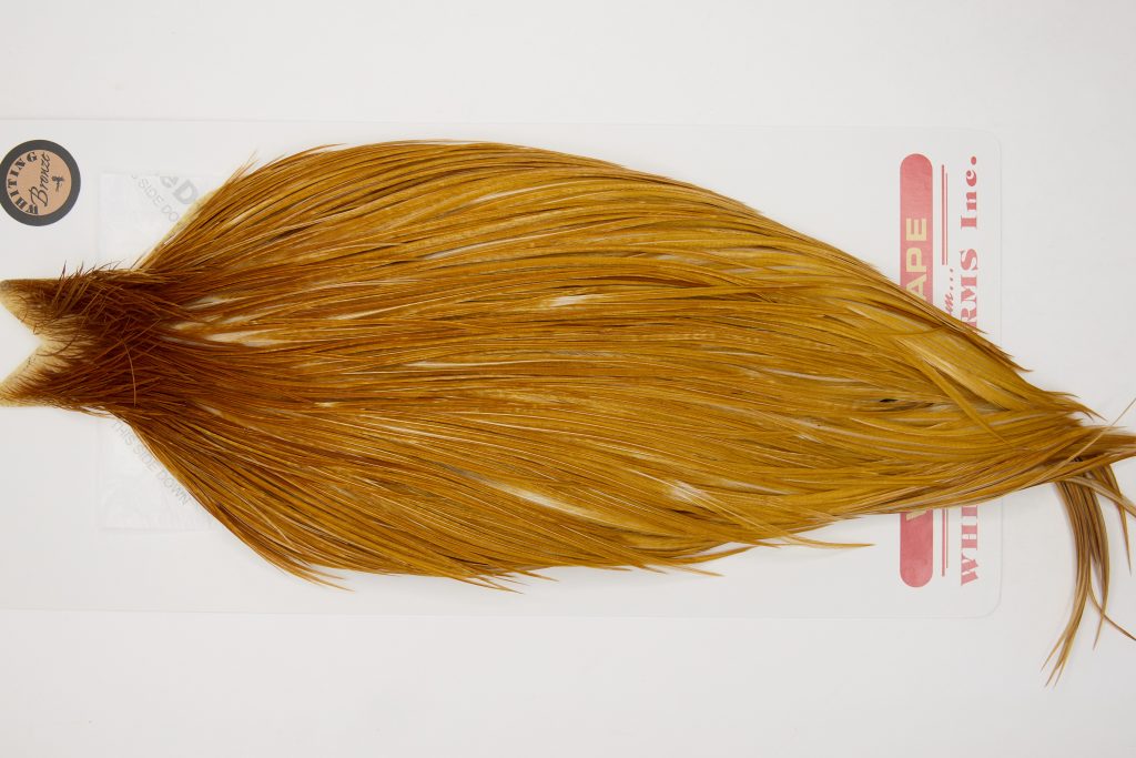 12630 Whiting Dry Fly Hackle Bronze Grade Rooster Cape Medium Ginger Ties Size 10-22