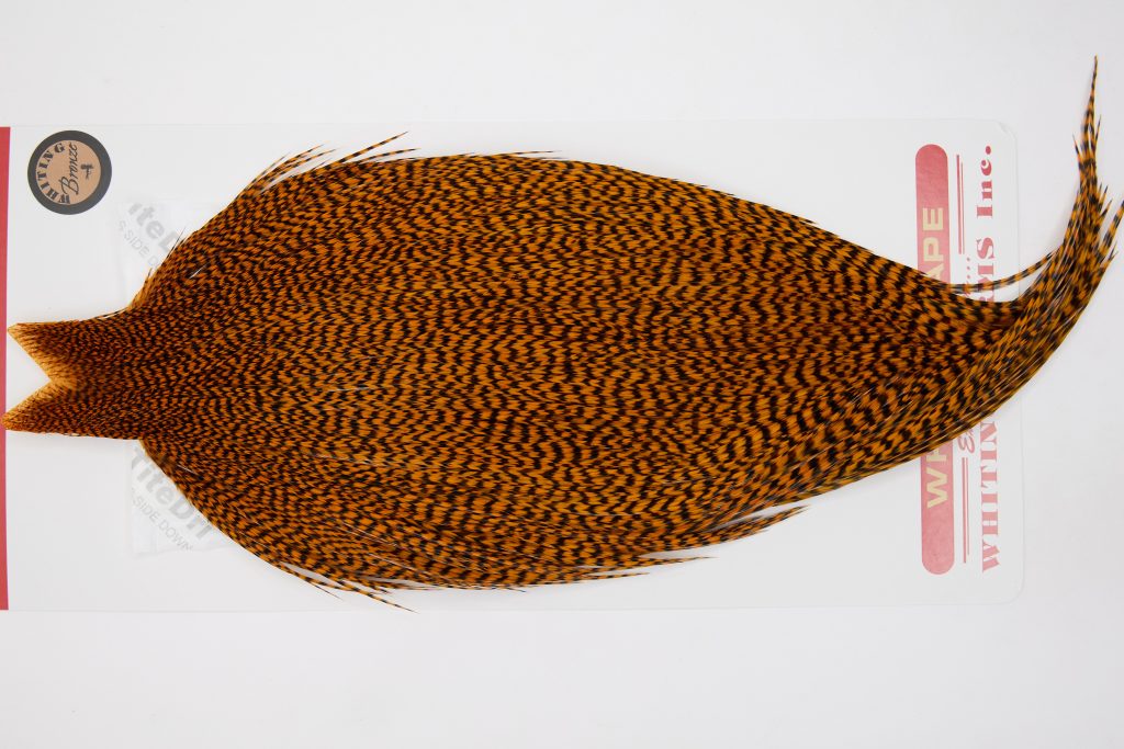 12658 Whiting Dry Fly Hackle Bronze Grade Rooster Cape Grizzly Burnt Orange Ties Size 10-20