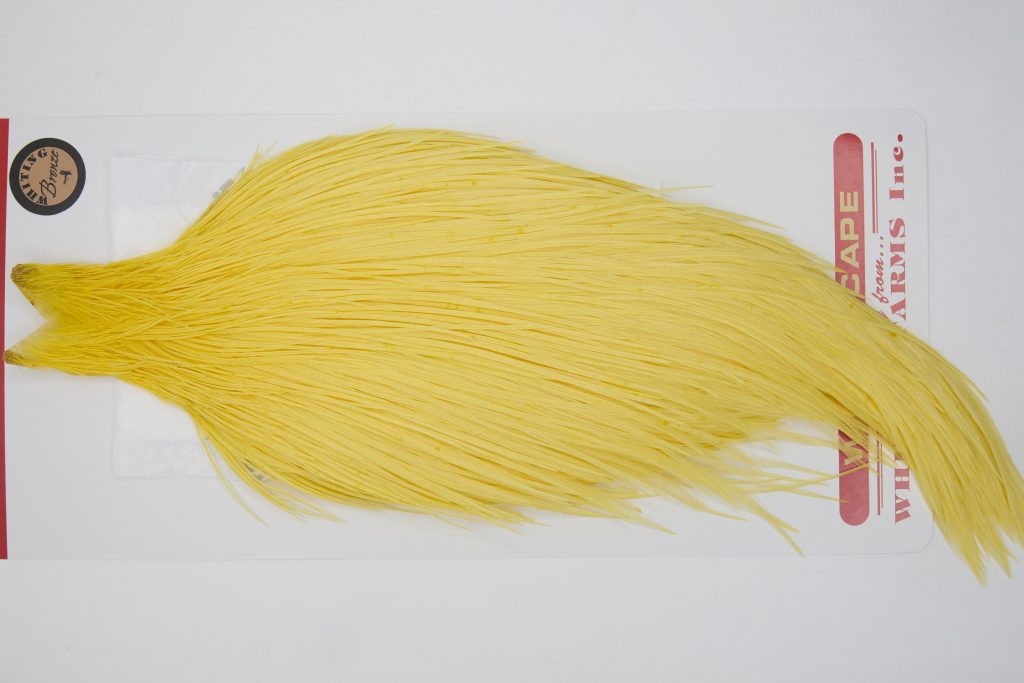 12661 Whiting Dry Fly Hackle Bronze Grade Rooster Cape Pale Yellow Ties Size 10-20