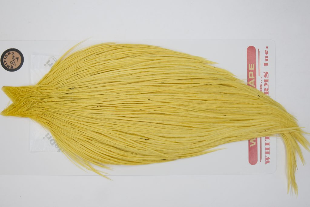 12663 Whiting Dry Fly Hackle Bronze Grade Rooster Cape Pale Yellow Ties Size 8-22