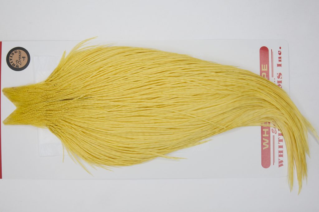 12664 Whiting Dry Fly Hackle Bronze Grade Rooster Cape Pale Yellow Ties Size 8-18
