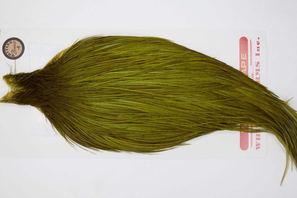 12665 Whiting Dry Fly Hackle Bronze Grade Rooster Cape Dark Olive Ties Size 8-20