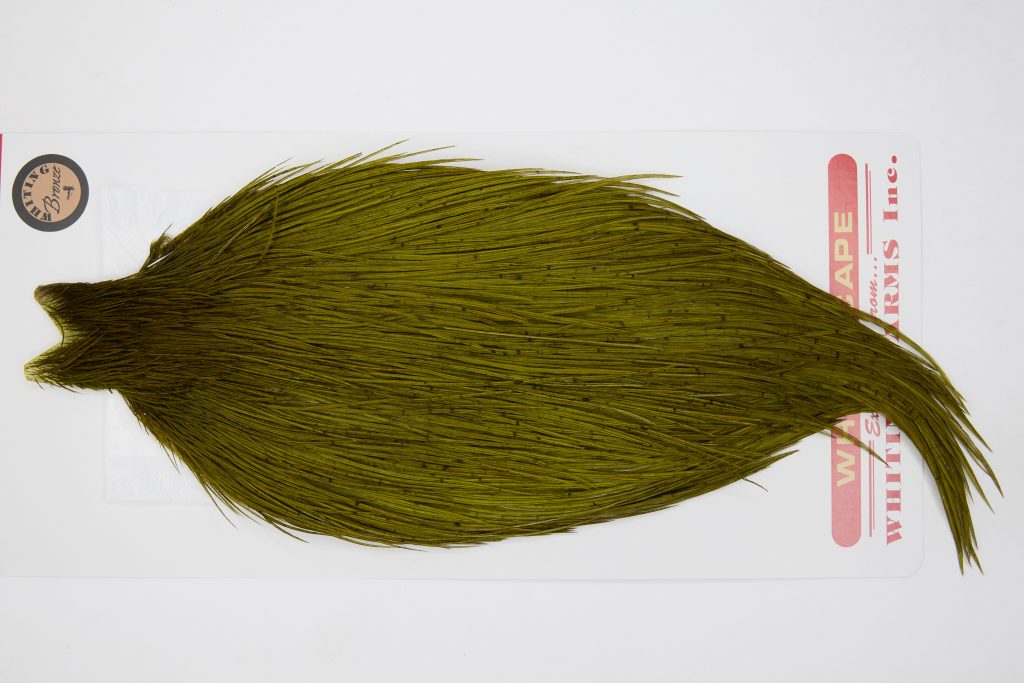 12666 Whiting Dry Fly Hackle Bronze Grade Rooster Cape Dark Olive Ties Size 10-22