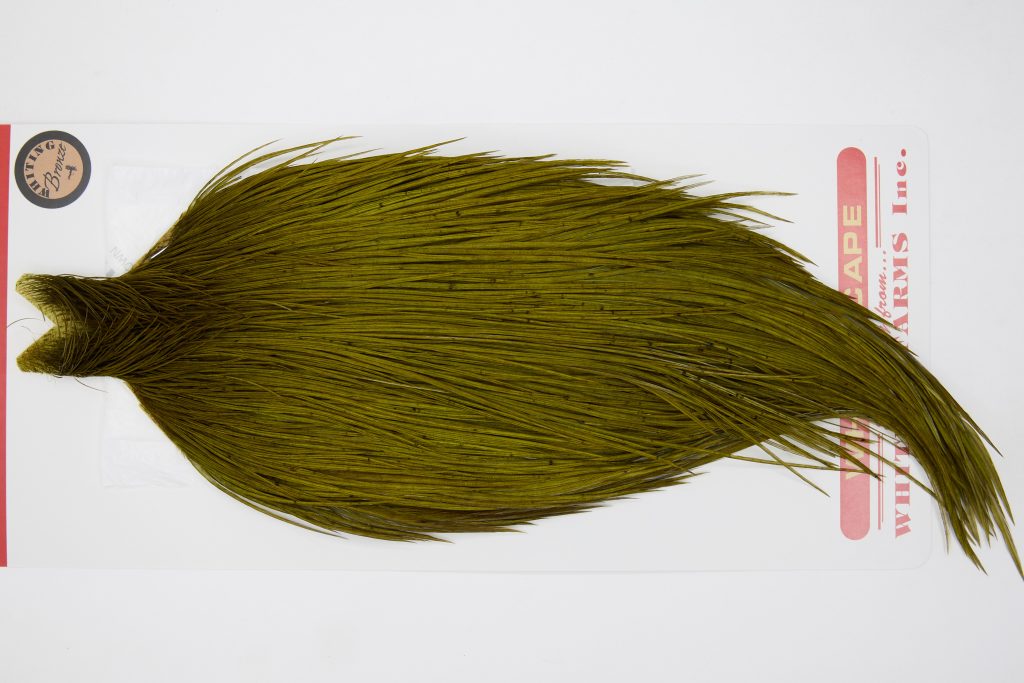 12668 Whiting Dry Fly Hackle Bronze Grade Rooster Cape Dark Olive Ties Size 8-20
