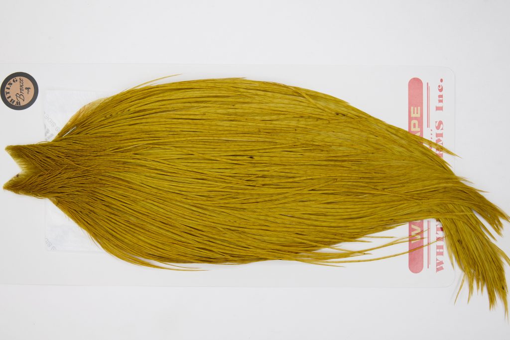 12672 Whiting Dry Fly Hackle Bronze Grade Rooster Cape Golden Olive Ties Size 8-20