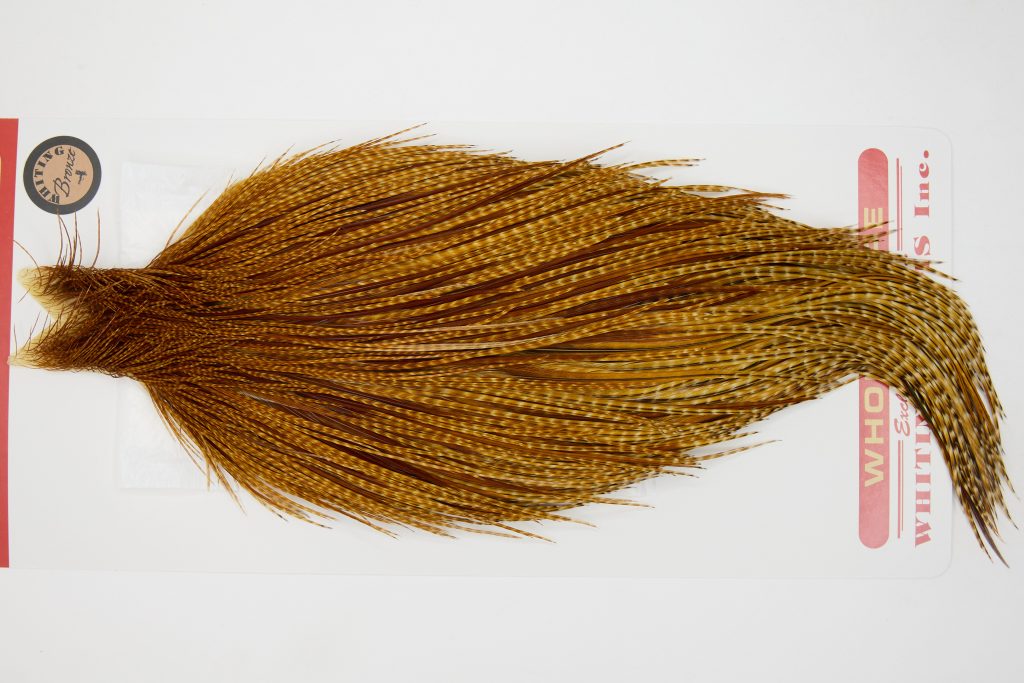 12674 Whiting Dry Fly Hackle Bronze Grade Rooster Cape Dark Barred Ginger Ties Size 10-22