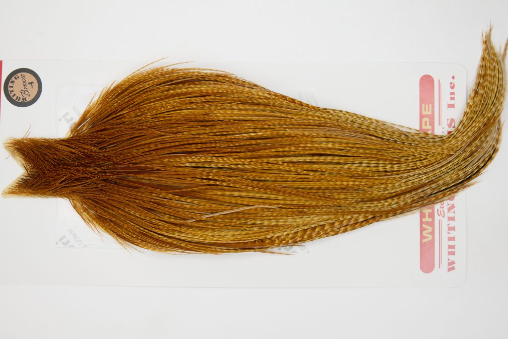 12675 Whiting Dry Fly Hackle Bronze Grade Rooster Cape Dark Barred Ginger Ties Size 8-22
